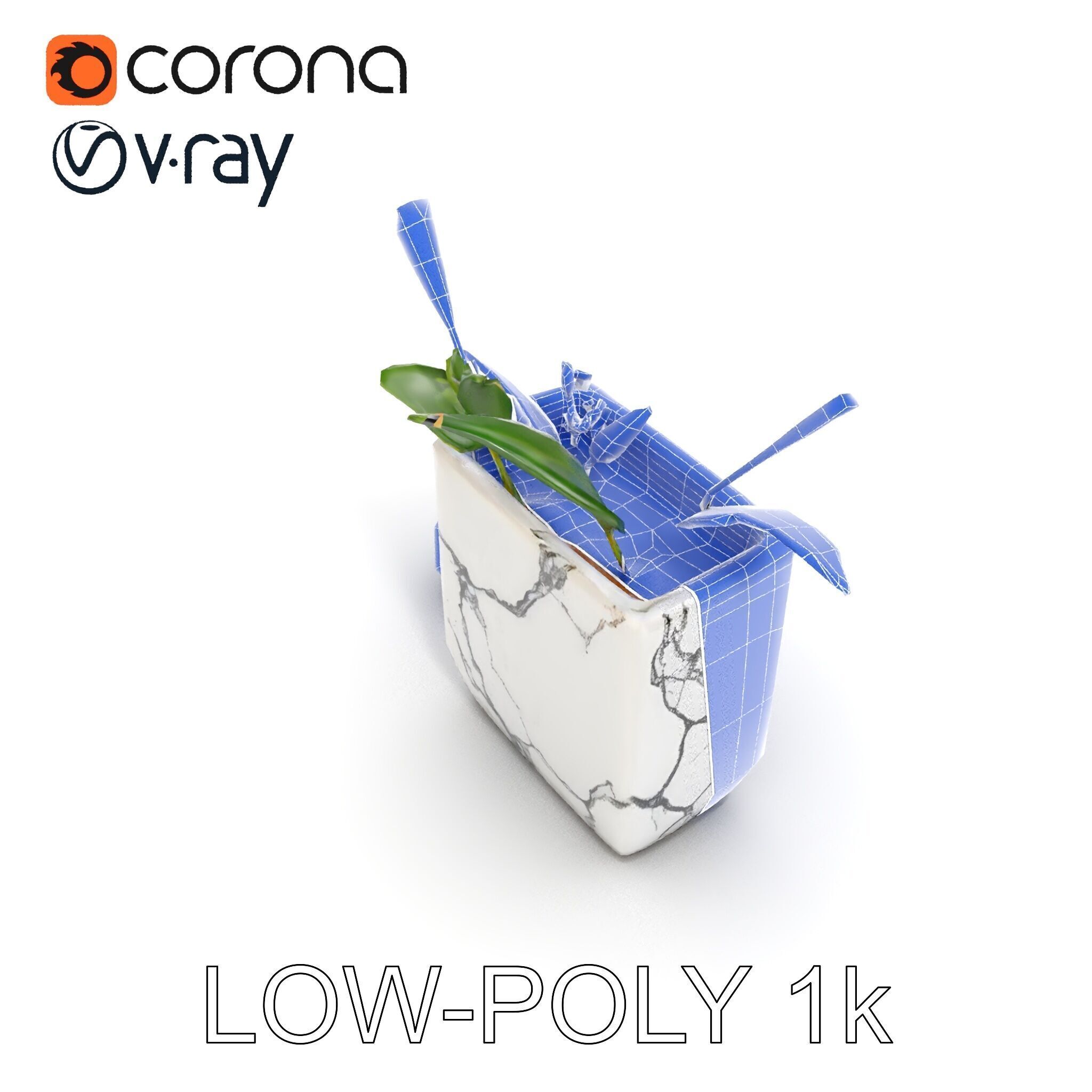 Marble Planter with Lime Slice Model Pack Low-poly 3D model_10