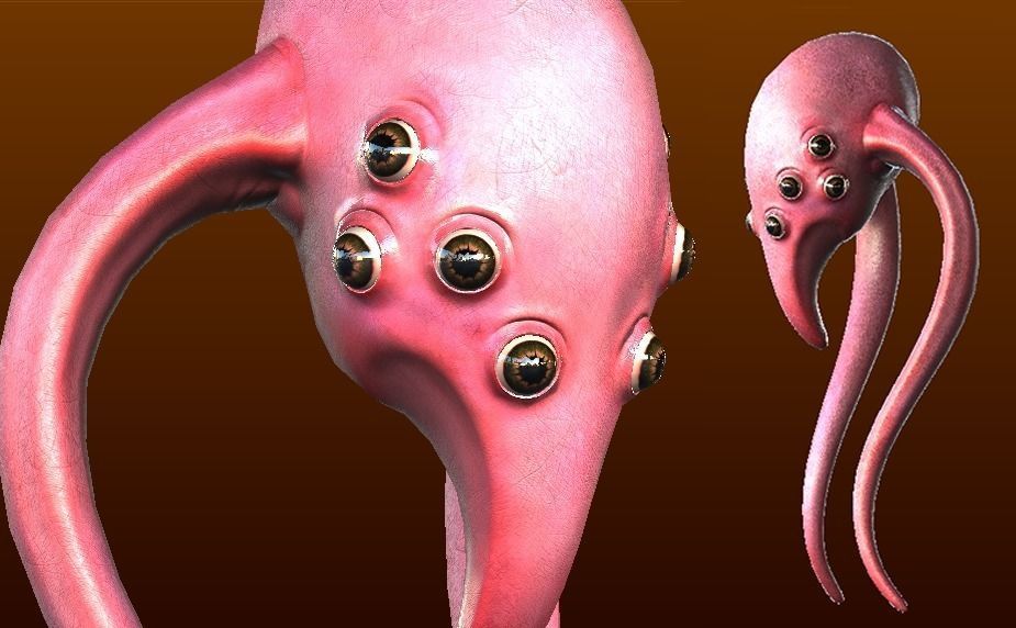 Alien Squid Creature Low-poly 3D model