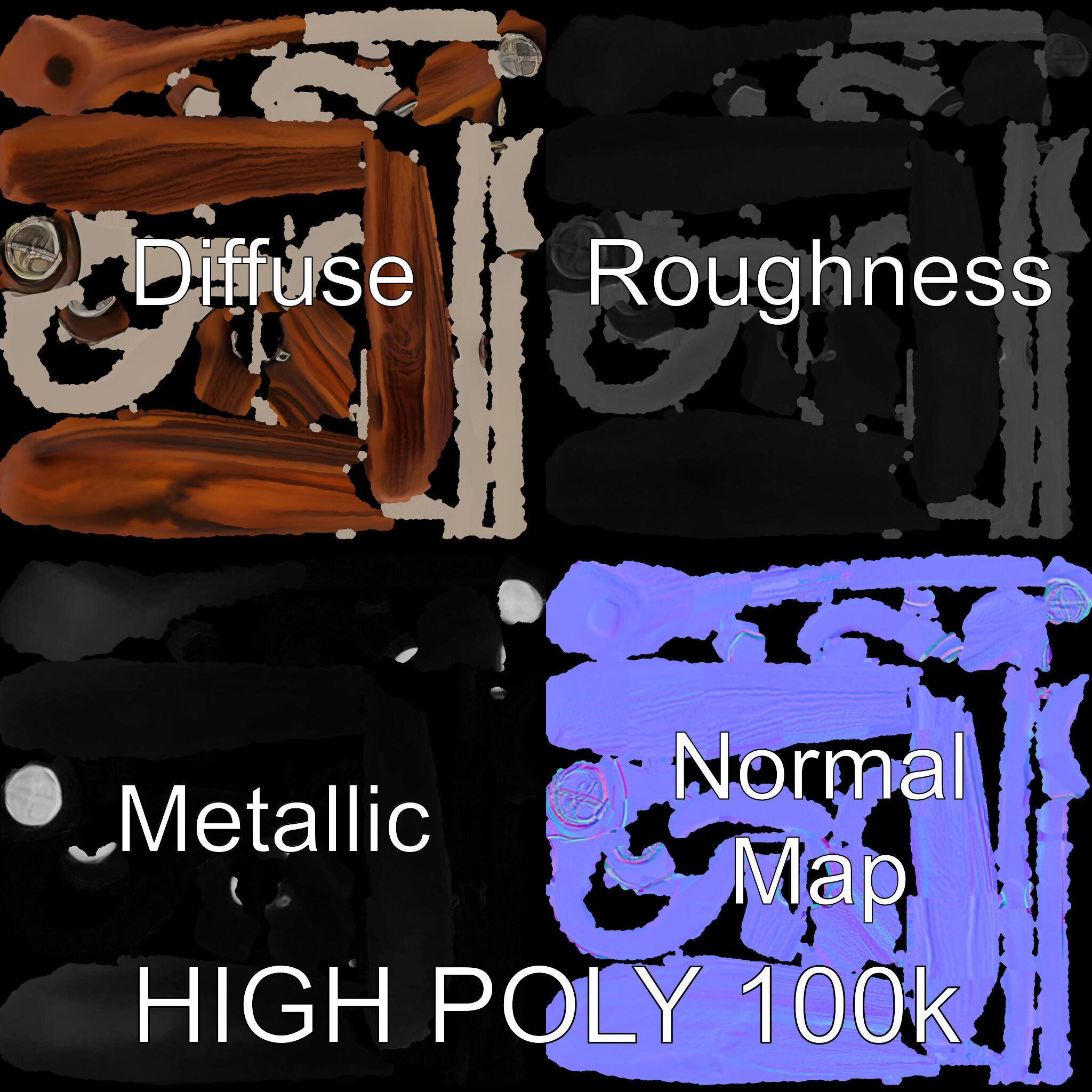 Elegant Wooden Handle Bottle Opener D Model Pack Low-poly 3D model_4