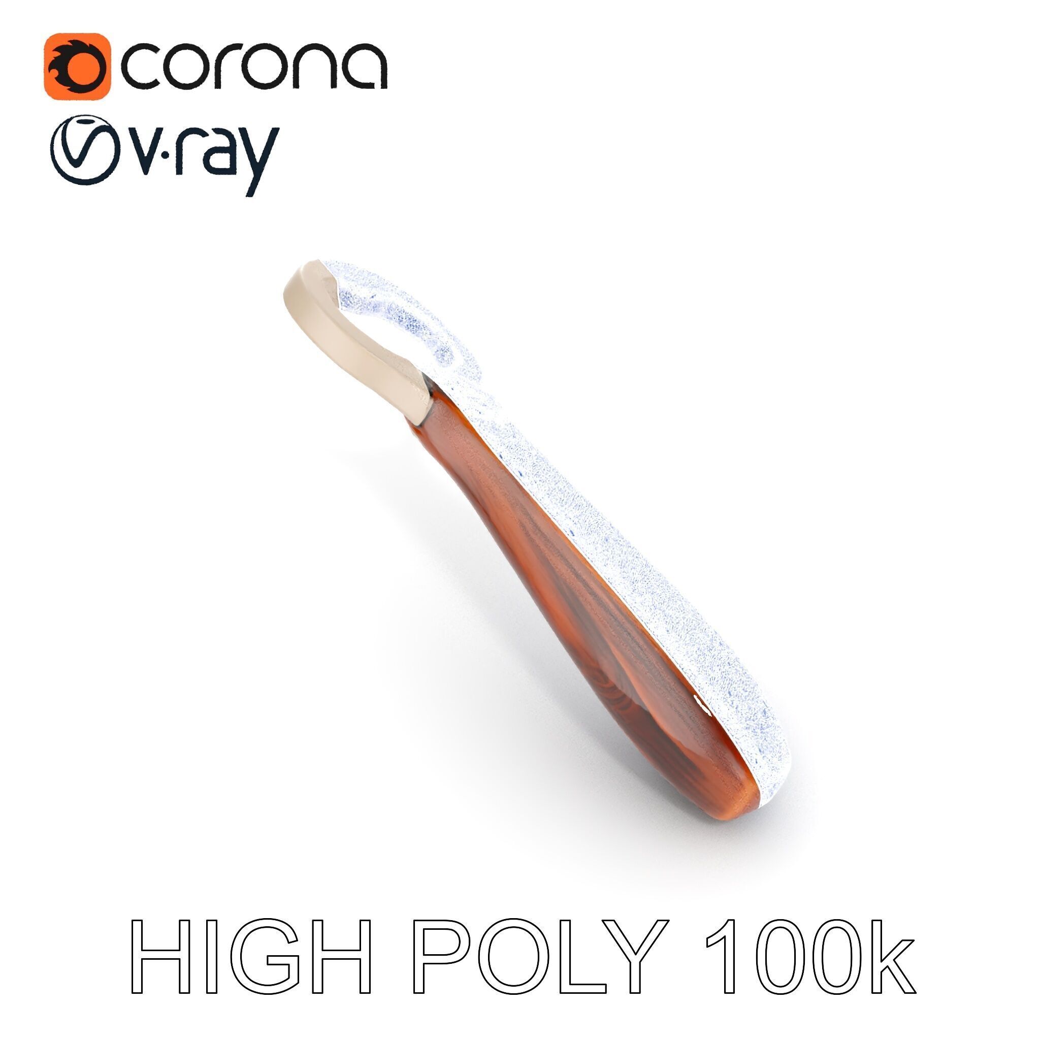 Elegant Wooden Handle Bottle Opener D Model Pack Low-poly 3D model_17