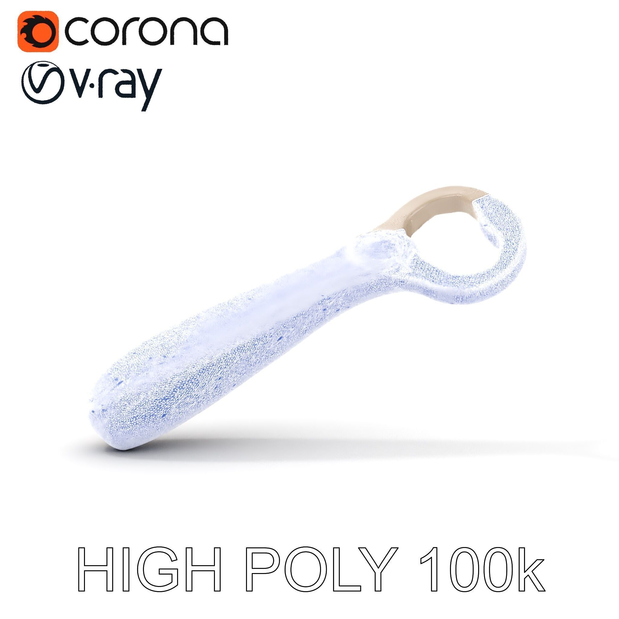 Elegant Wooden Handle Bottle Opener D Model Pack Low-poly 3D model_15