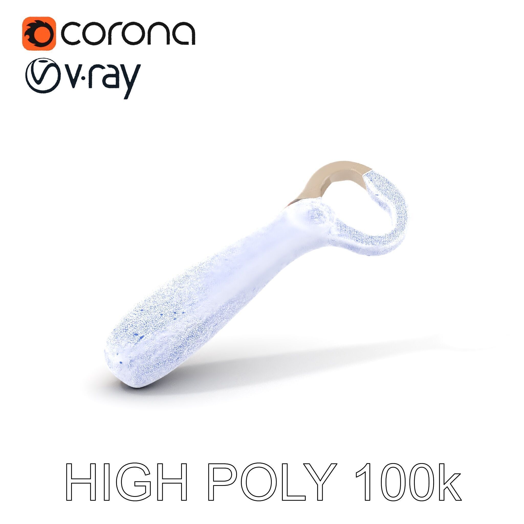 Elegant Wooden Handle Bottle Opener D Model Pack Low-poly 3D model_18