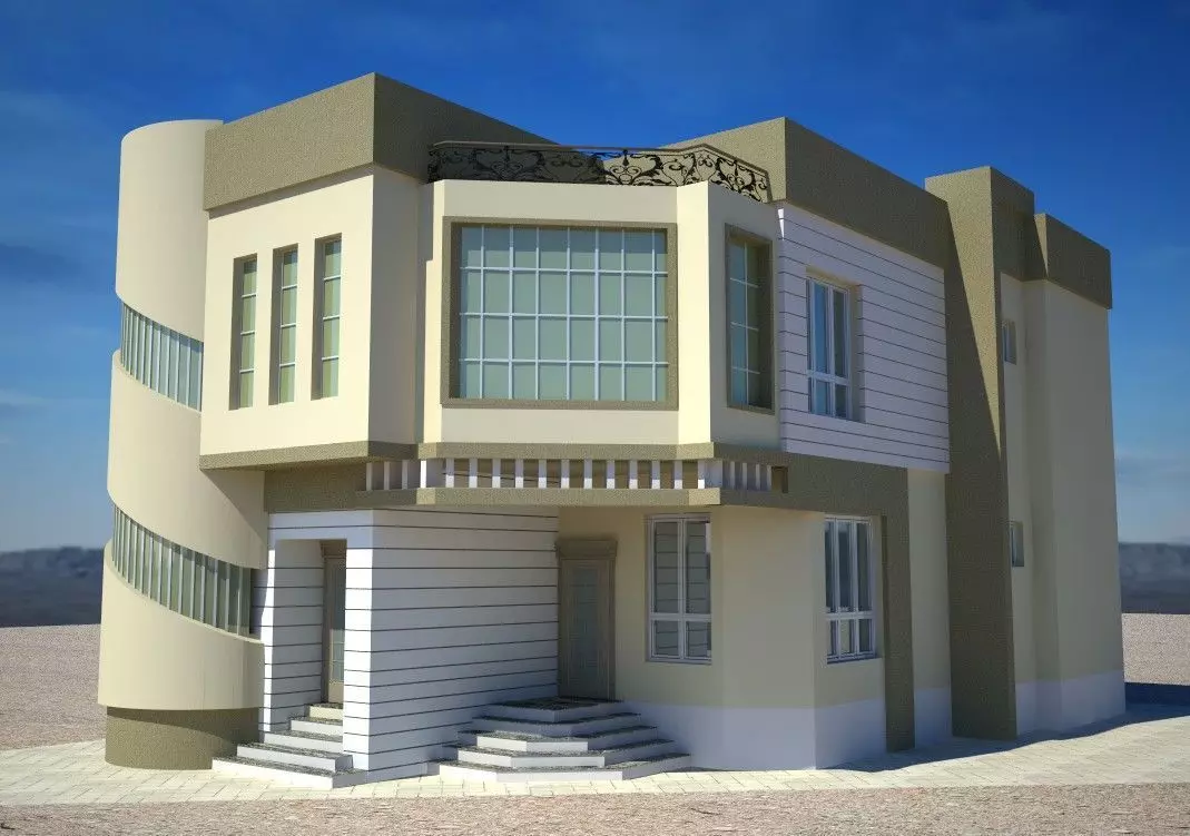 Modern Villa A136  3D Renders  DWG CAD Plan 3D model_0