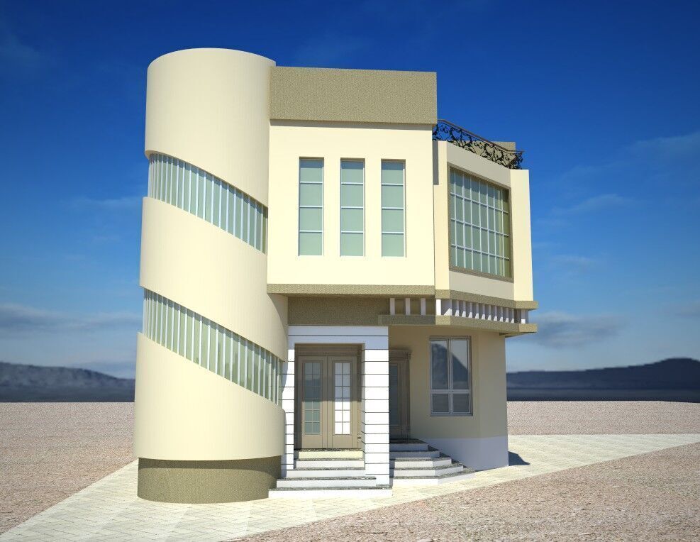 Modern Villa A136  3D Renders  DWG CAD Plan 3D model_1