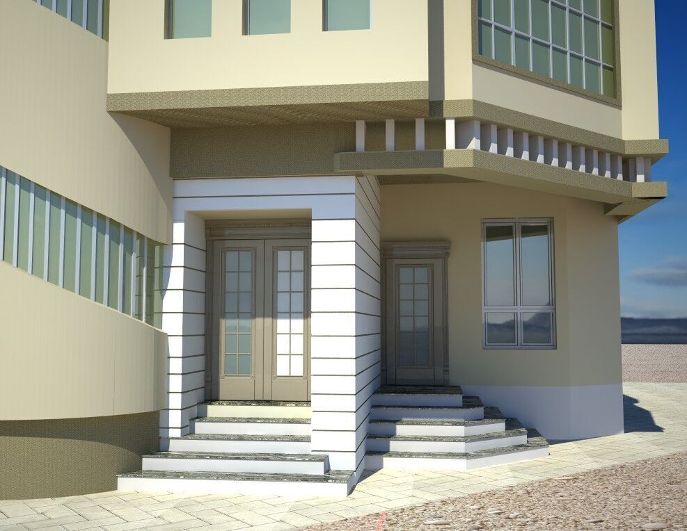 Modern Villa A136  3D Renders  DWG CAD Plan 3D model_2