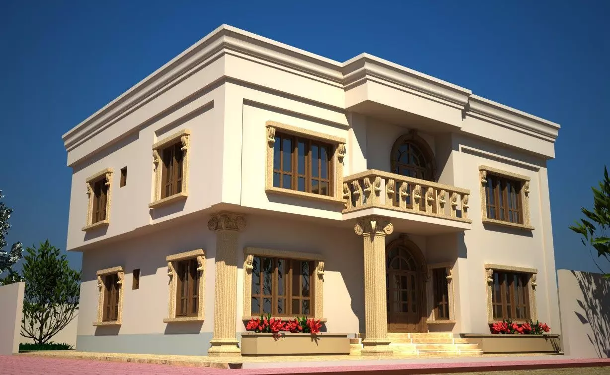 Classic Villa A135 DWG CAD Plan Renders 3D model