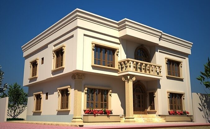 Classic Villa A135  DWG CAD Plan  Renders 3D model
