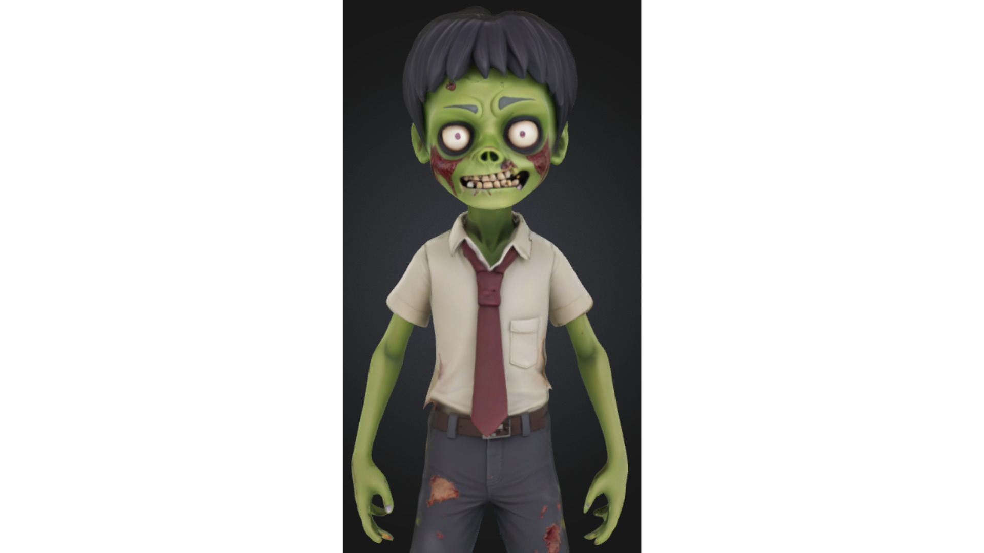 Cartoon Zombie Schoolboy Low-poly 3D model_4