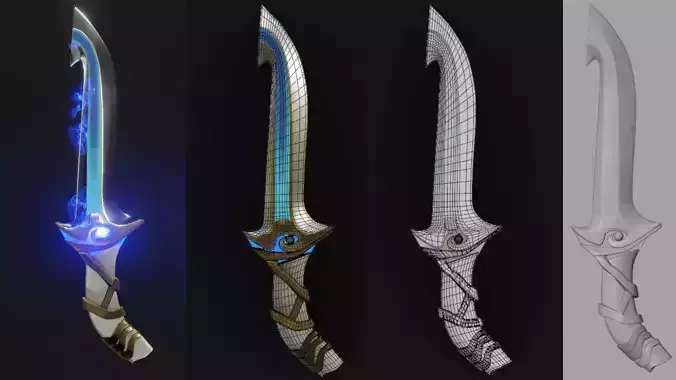 Stylish Gaming Dagger 3D Model