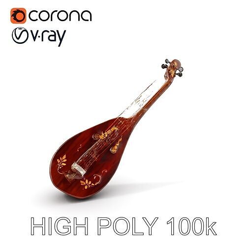 Decorative Lute Model Pack with Ornate Details Low-poly 3D model