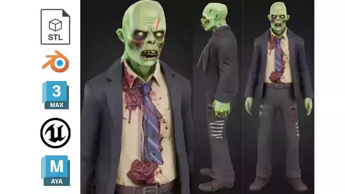 Office Zombie Low-poly 3D model