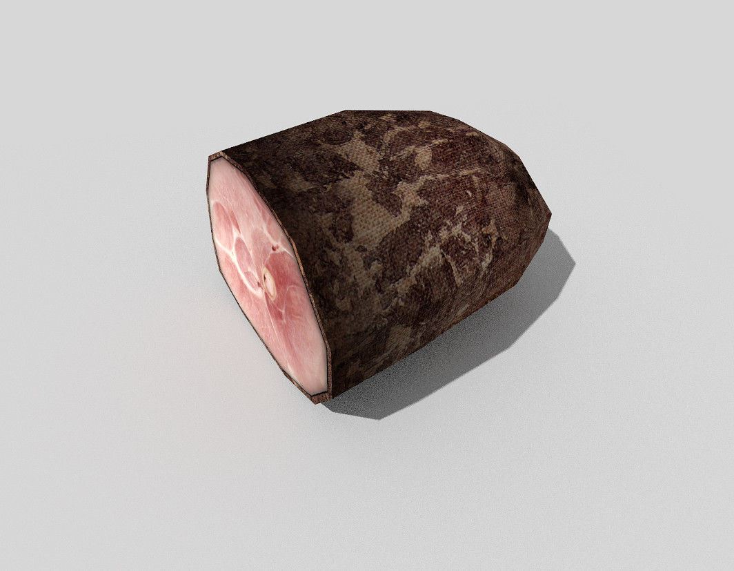 low poly ham piece of Low-poly 3D model_2