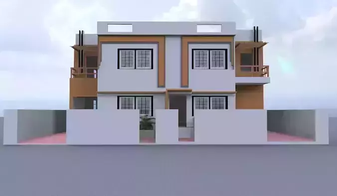 Modern Duplex Villa A133  3D Model  DWG  Renders