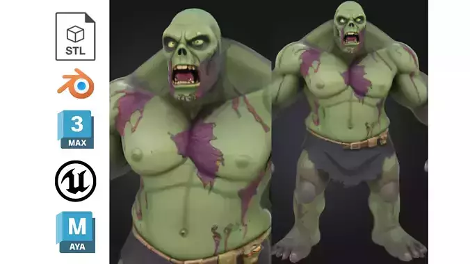 Brute Zombie Big Low-poly 3D model