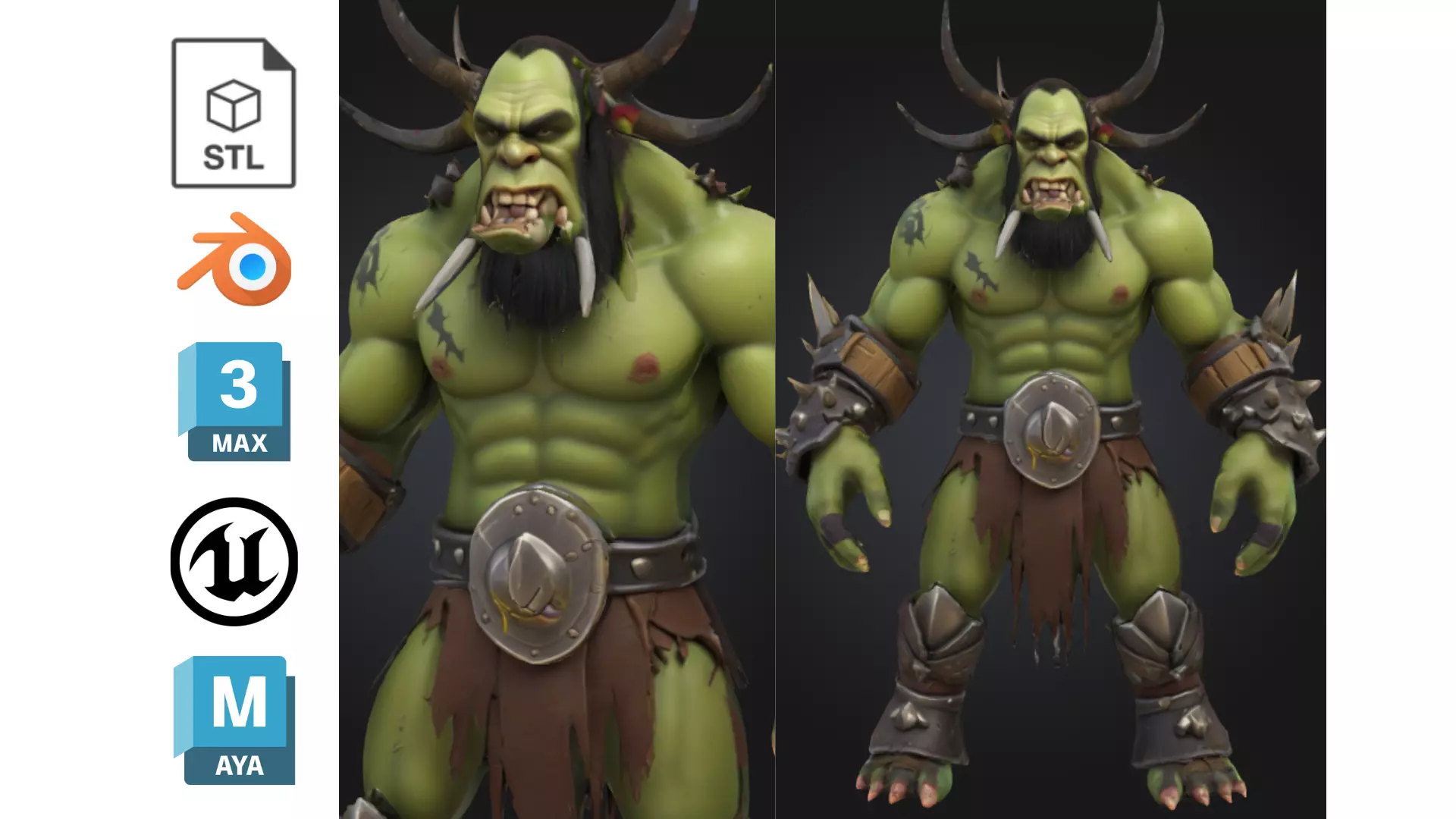 Stylized Orc Warlord Low-poly 3D model_0