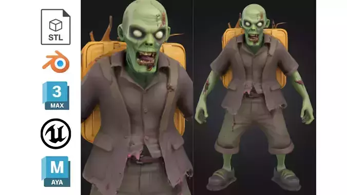 Zombie Schoolboy Low-poly 3D model