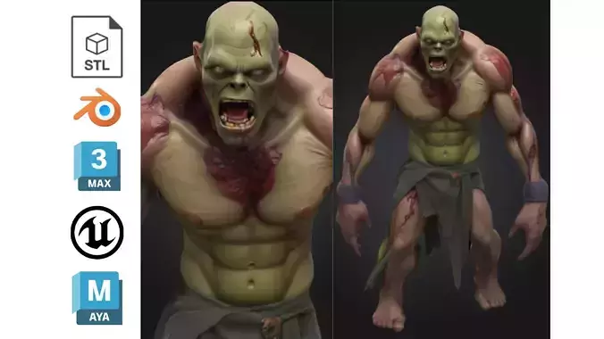 Brute Zombie Mutant Low-poly 3D model