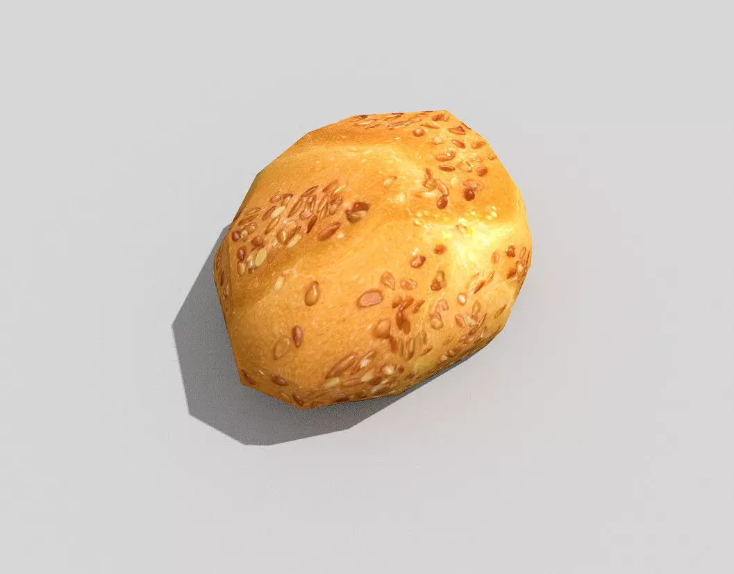 low poly little bread Low-poly 3D model_0