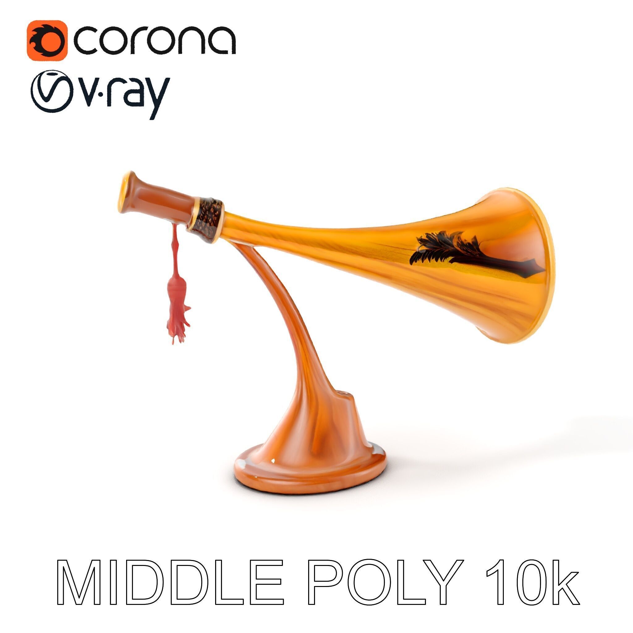Antique Phonograph Horn Model Pack Low-poly 3D model_34