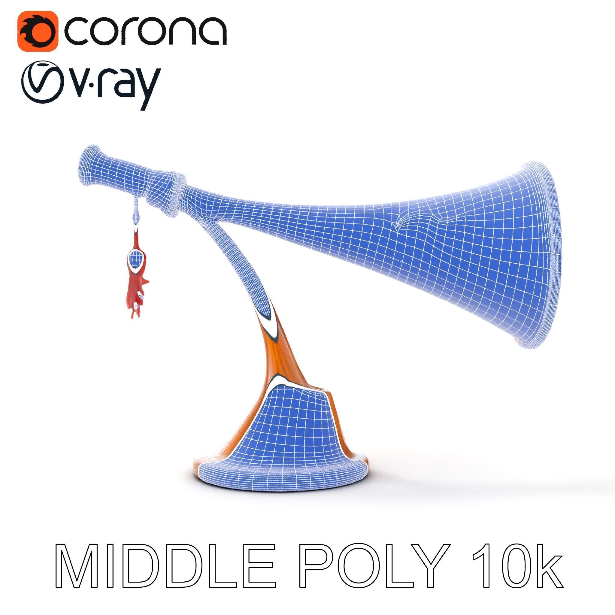 Antique Phonograph Horn Model Pack Low-poly 3D model_15