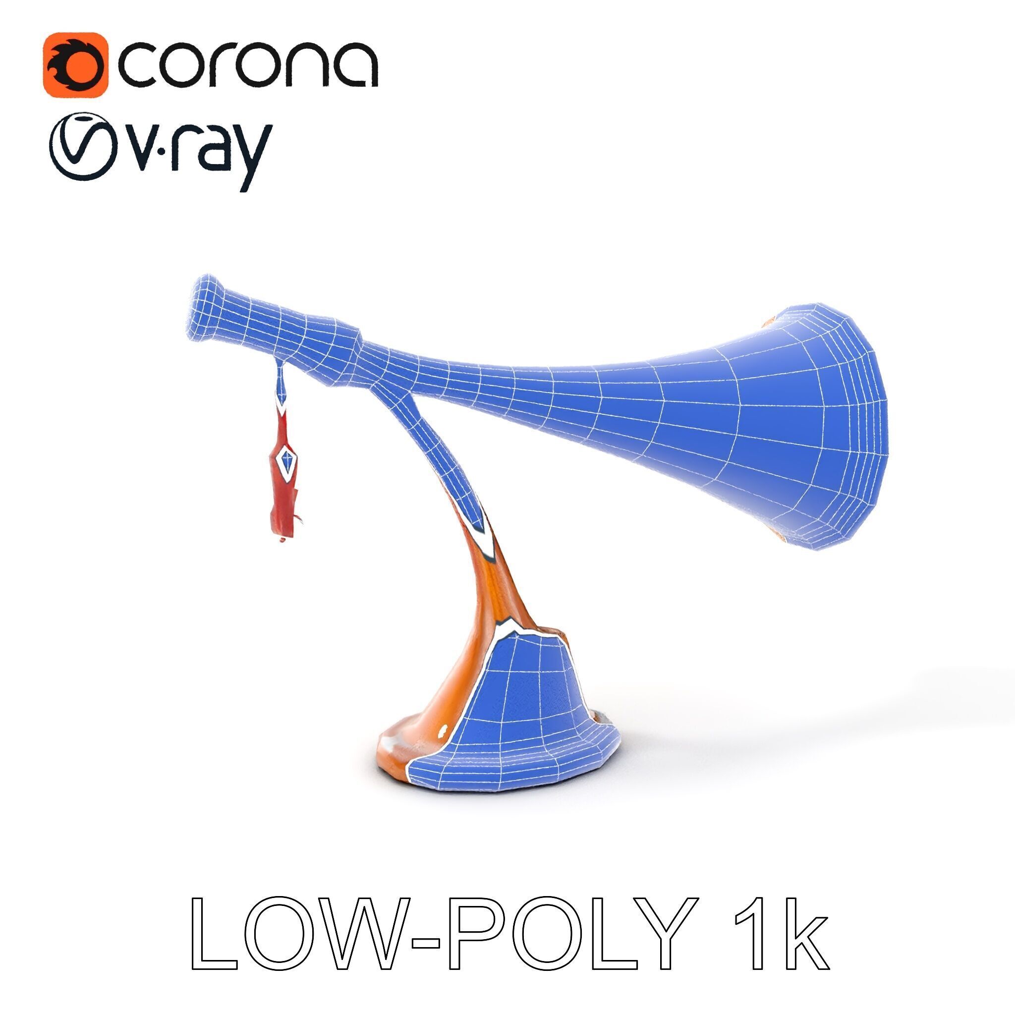 Antique Phonograph Horn Model Pack Low-poly 3D model_26