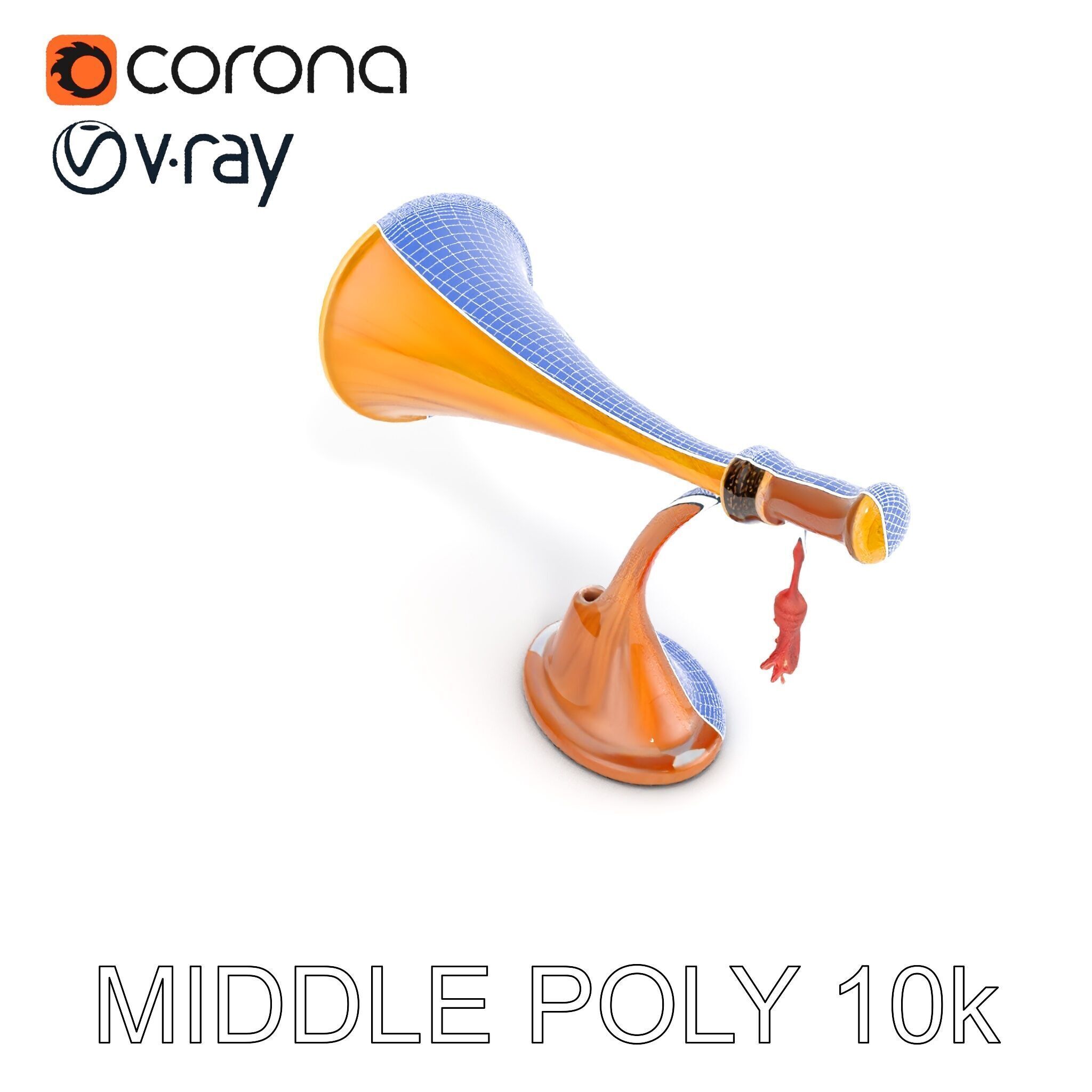 Antique Phonograph Horn Model Pack Low-poly 3D model_9