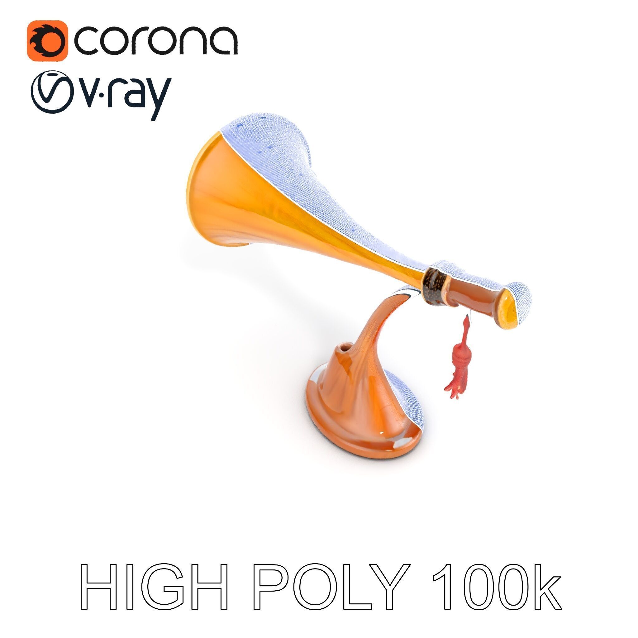 Antique Phonograph Horn Model Pack Low-poly 3D model_30