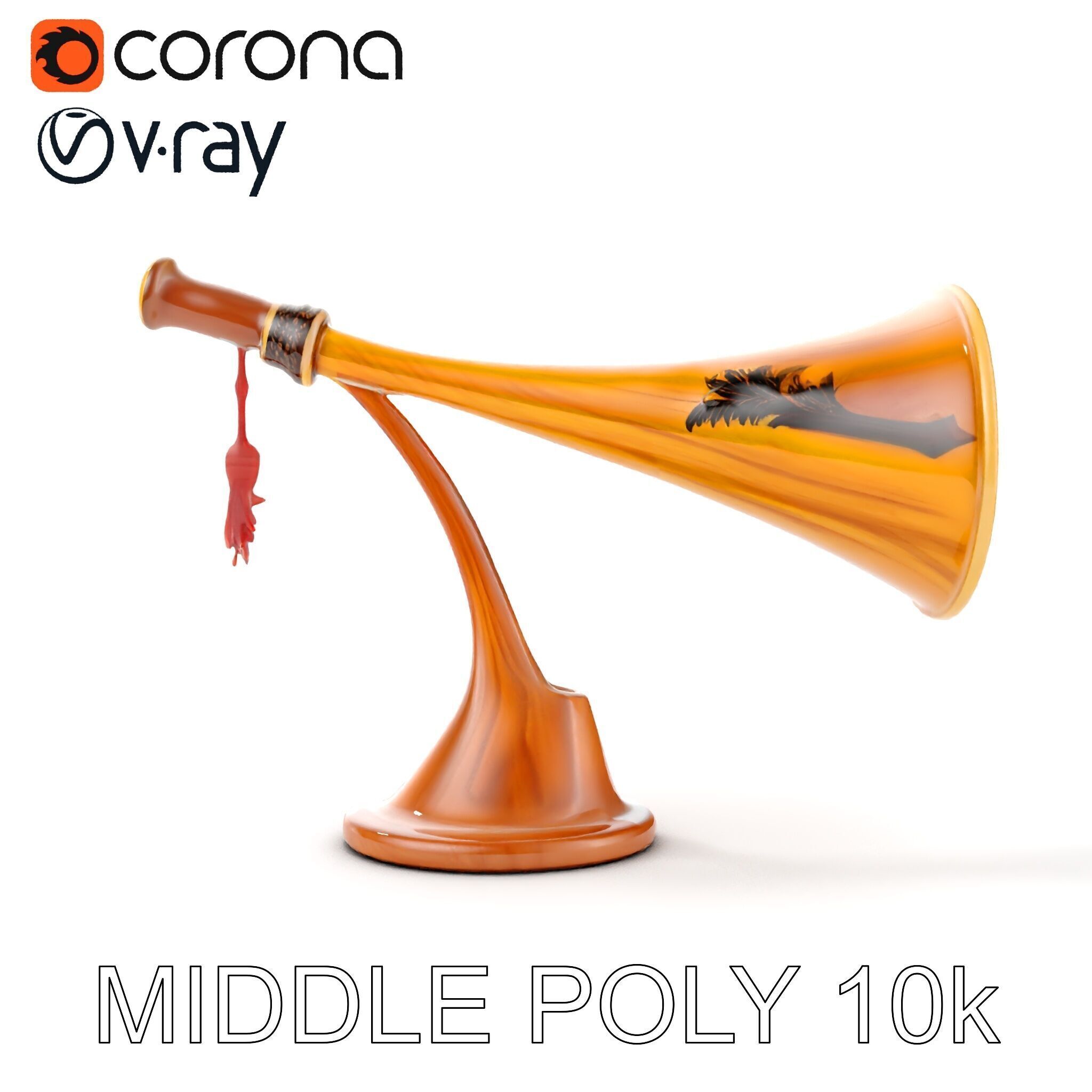 Antique Phonograph Horn Model Pack Low-poly 3D model_12
