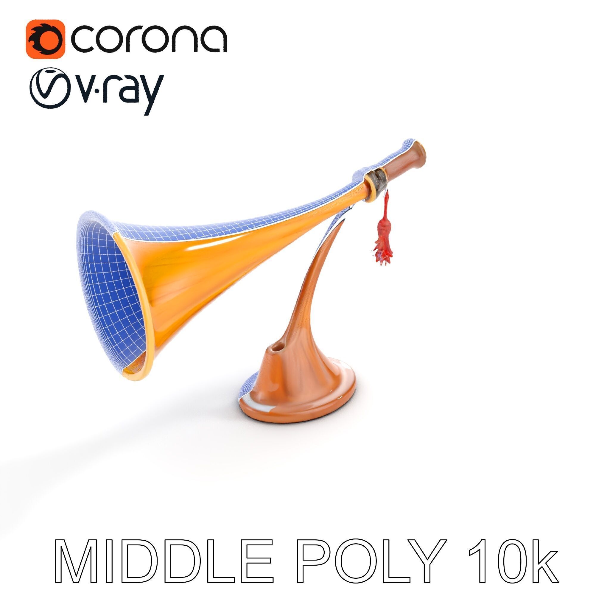 Antique Phonograph Horn Model Pack Low-poly 3D model_28