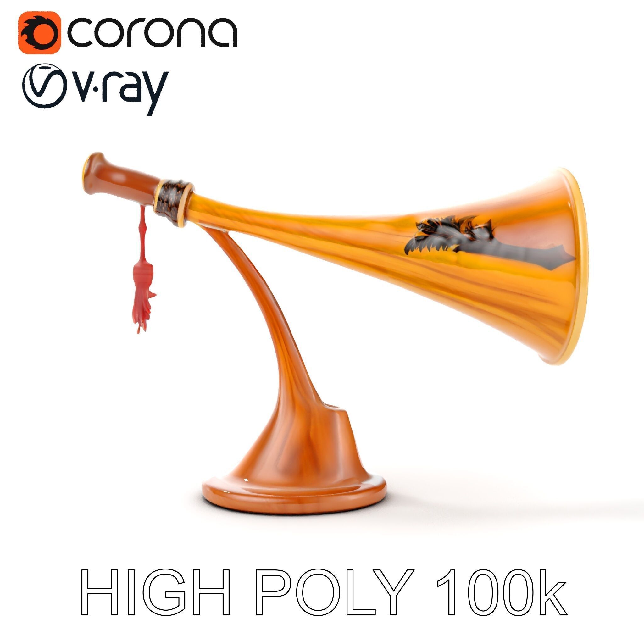 Antique Phonograph Horn Model Pack Low-poly 3D model_20