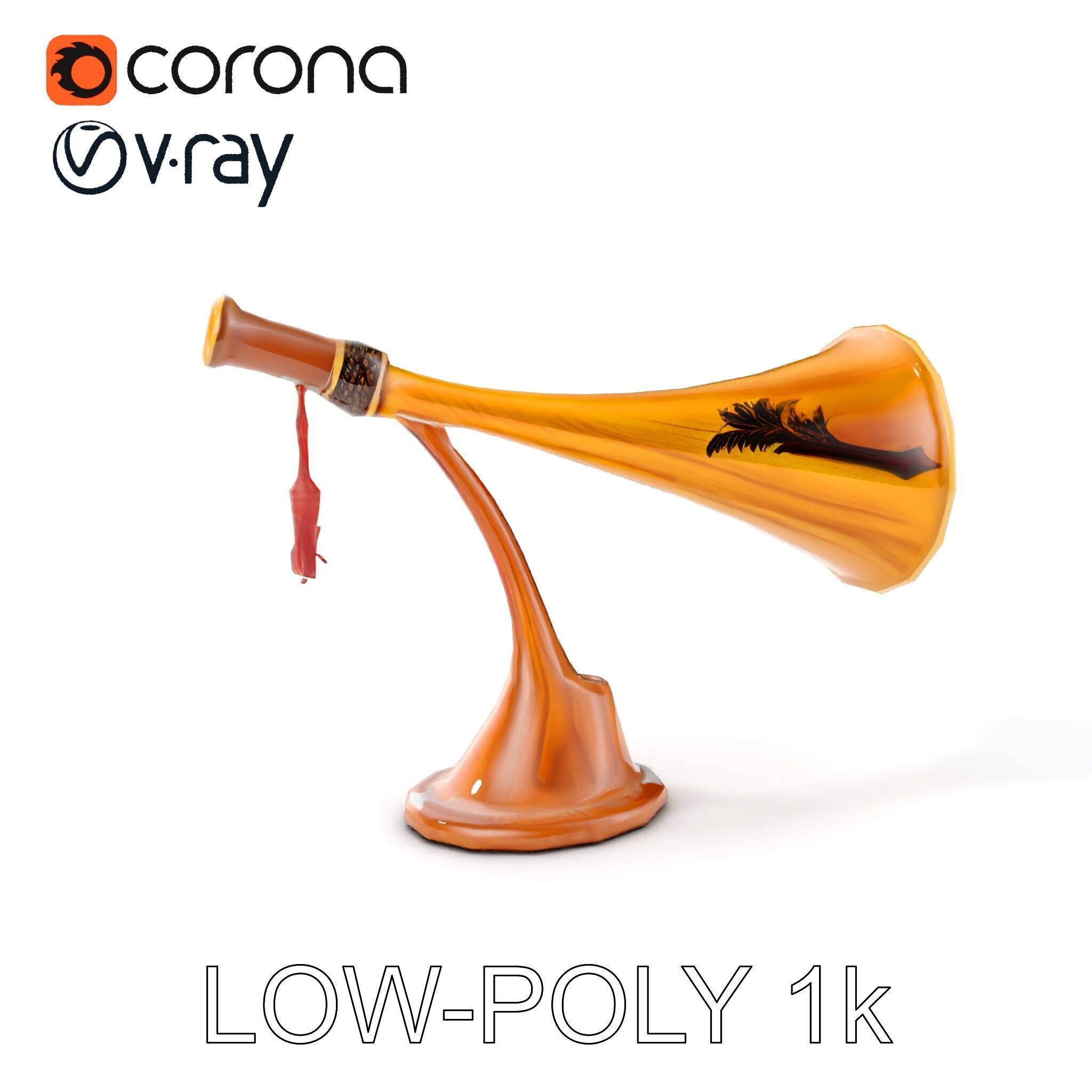 Antique Phonograph Horn Model Pack Low-poly 3D model_24