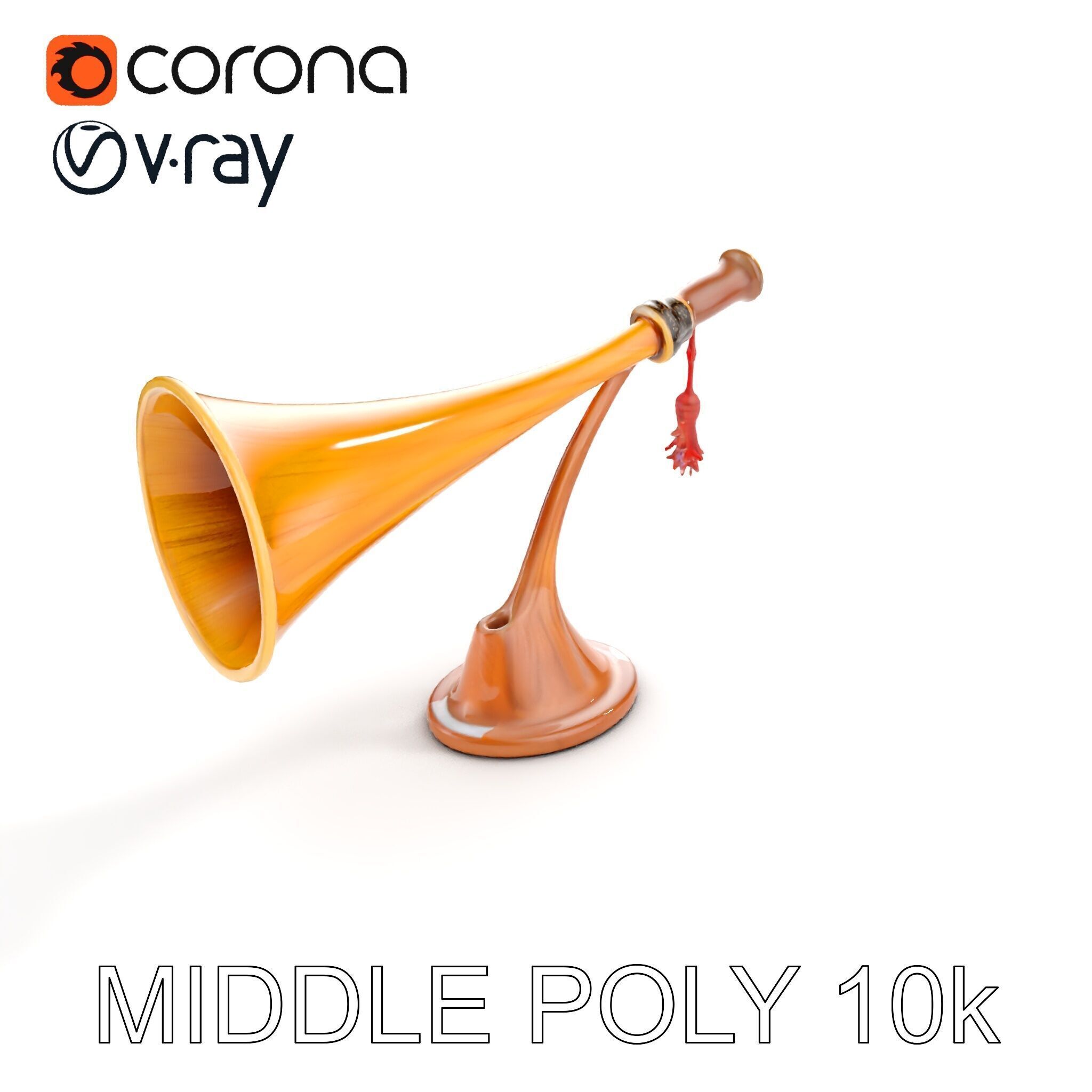 Antique Phonograph Horn Model Pack Low-poly 3D model_31