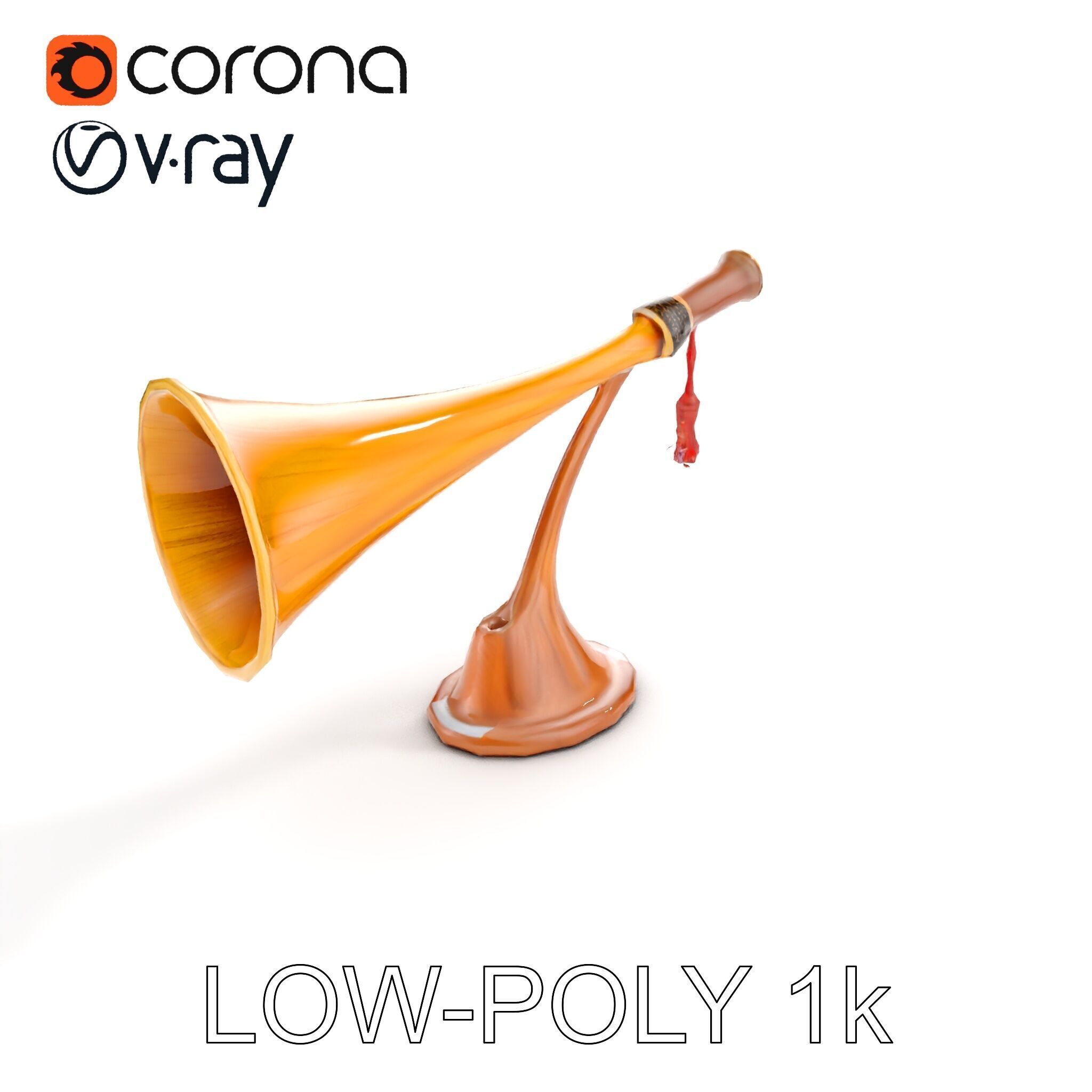 Antique Phonograph Horn Model Pack Low-poly 3D model_19