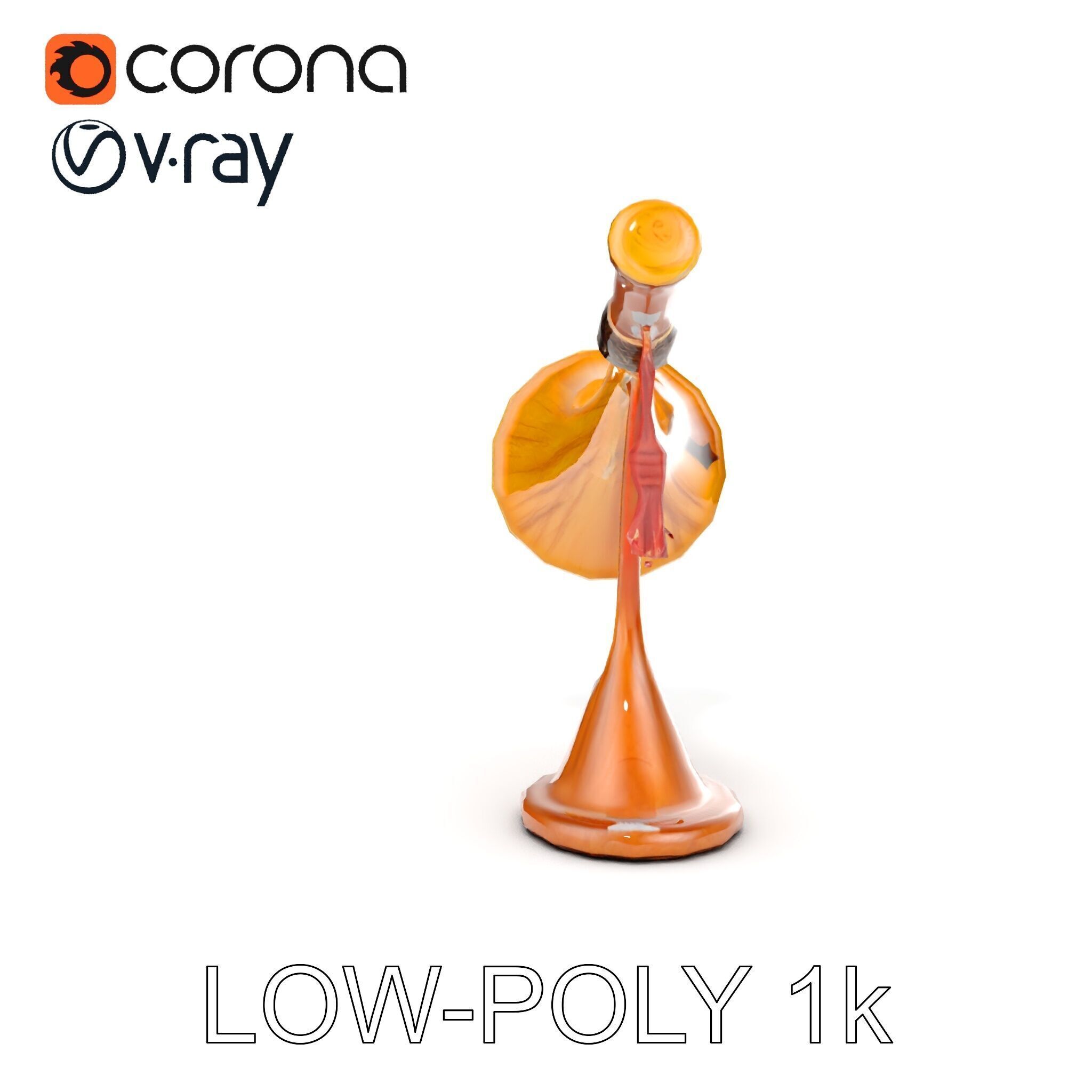 Antique Phonograph Horn Model Pack Low-poly 3D model_13