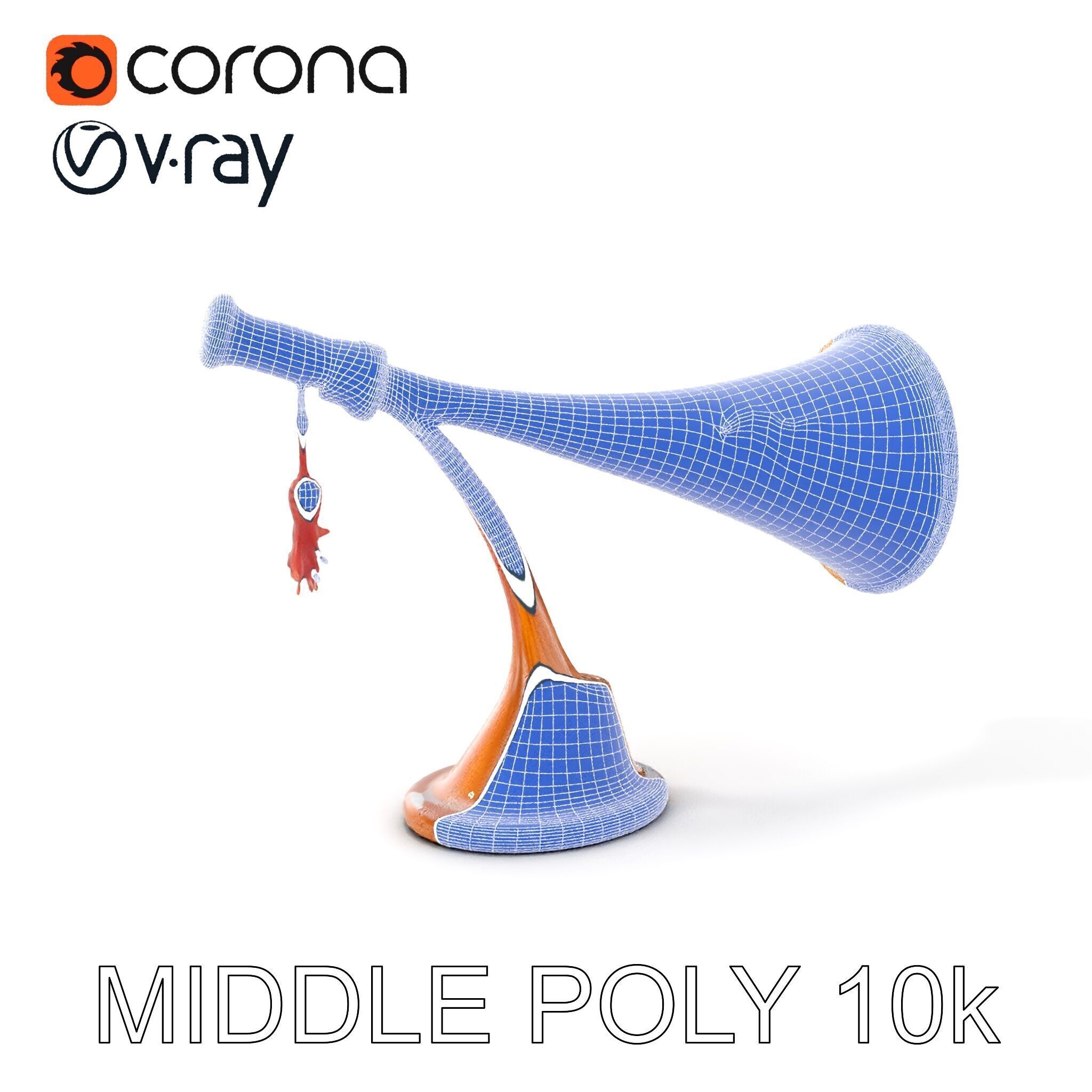 Antique Phonograph Horn Model Pack Low-poly 3D model_18