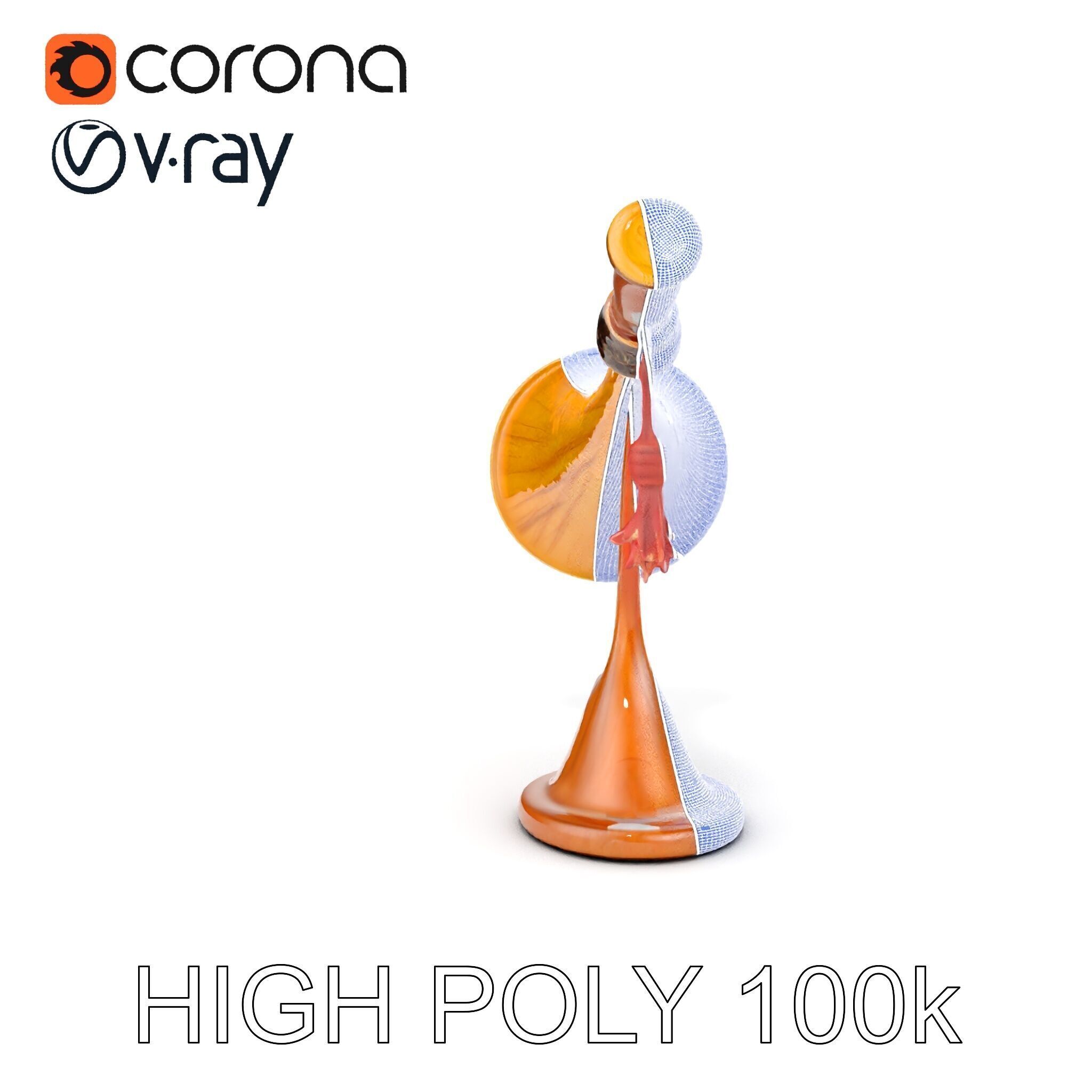 Antique Phonograph Horn Model Pack Low-poly 3D model_17