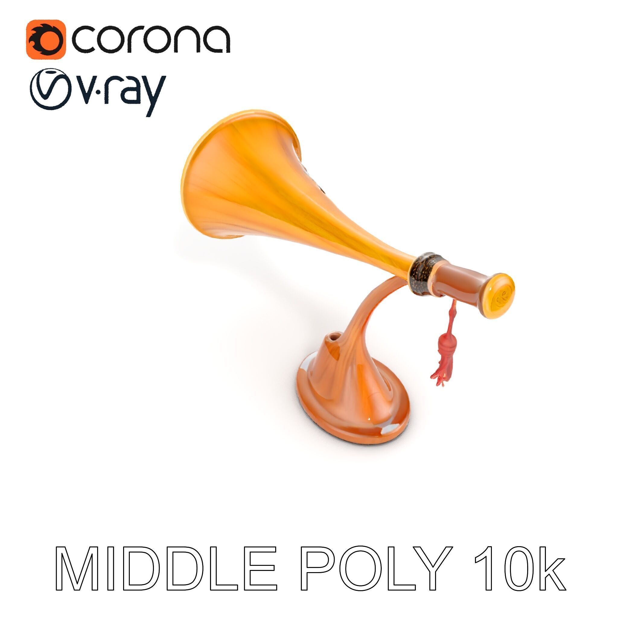 Antique Phonograph Horn Model Pack Low-poly 3D model_7