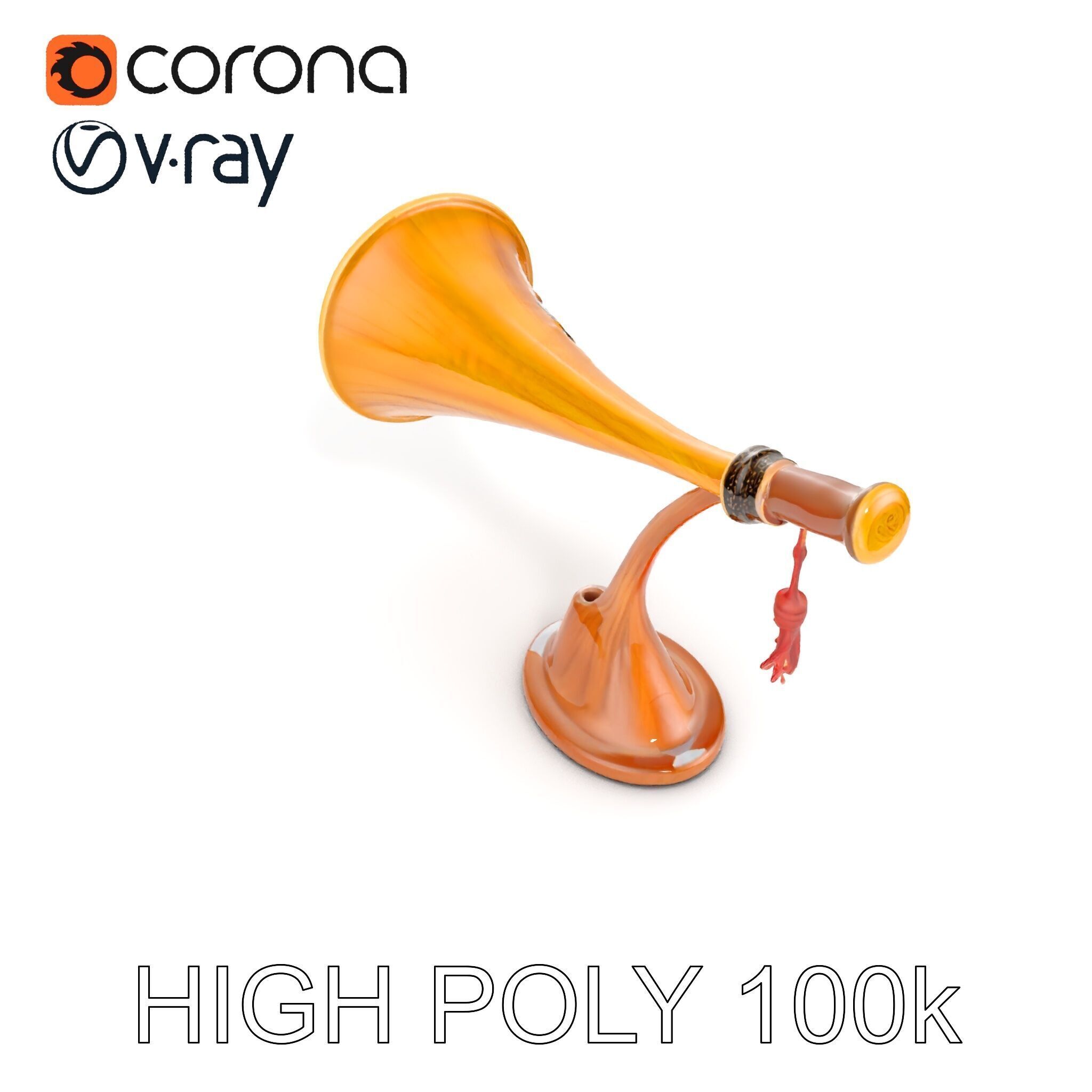 Antique Phonograph Horn Model Pack Low-poly 3D model_36
