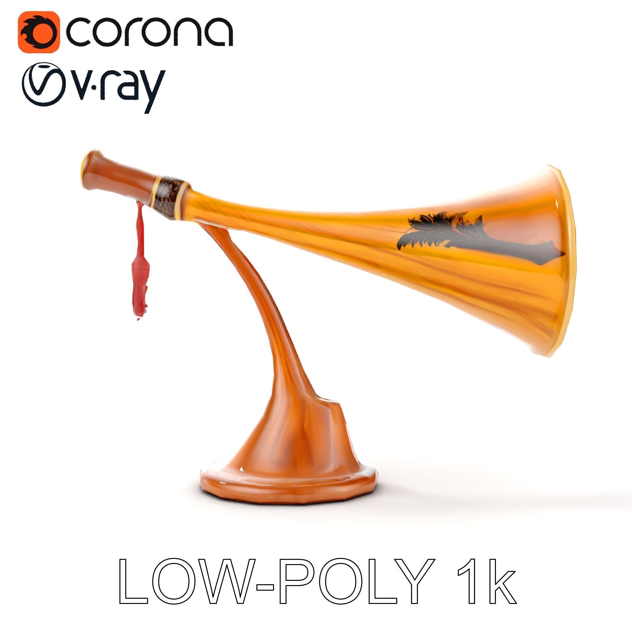 Antique Phonograph Horn Model Pack Low-poly 3D model_8