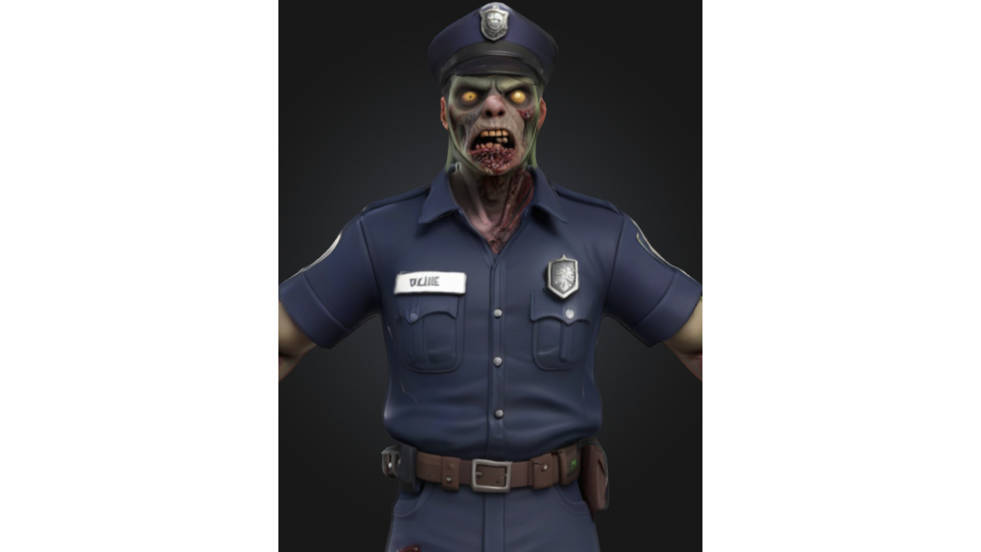Stylized Zombie Police Officer Low-poly 3D model_4