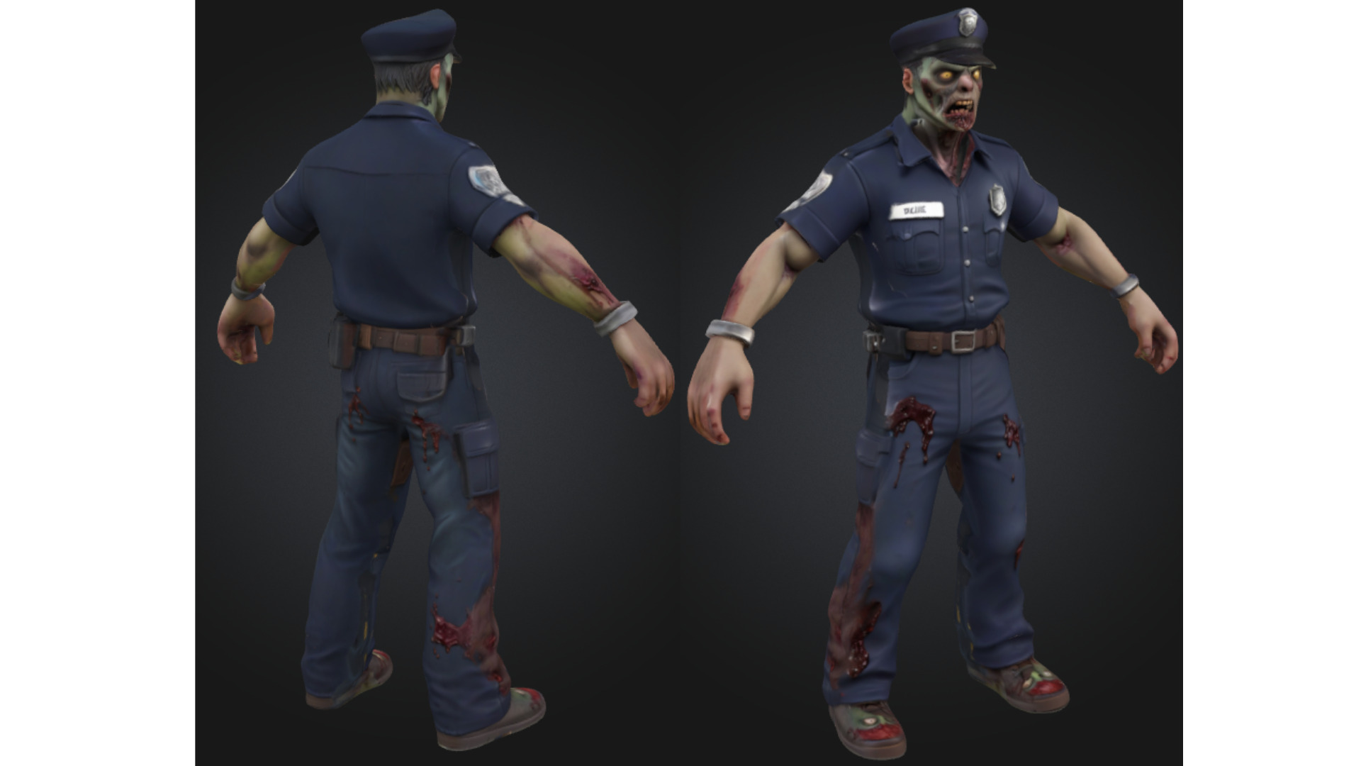 Stylized Zombie Police Officer Low-poly 3D model_2