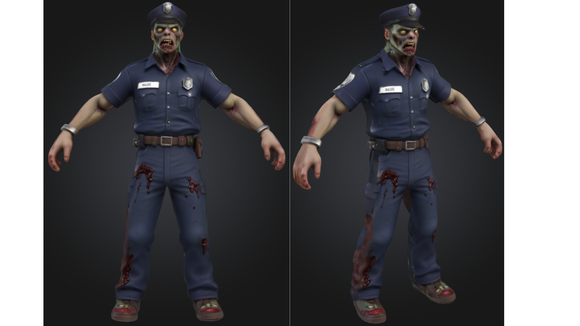 Stylized Zombie Police Officer Low-poly 3D model_3