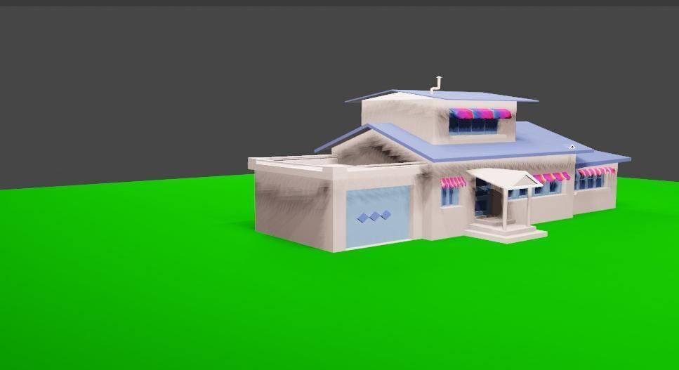 OGGY Cartoon House 3D Model  Stylized Animated House Blender   Low-poly 3D model_3