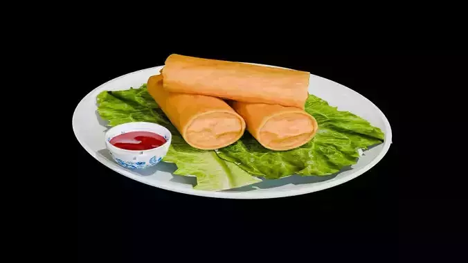 Asian food spring roll 3D model