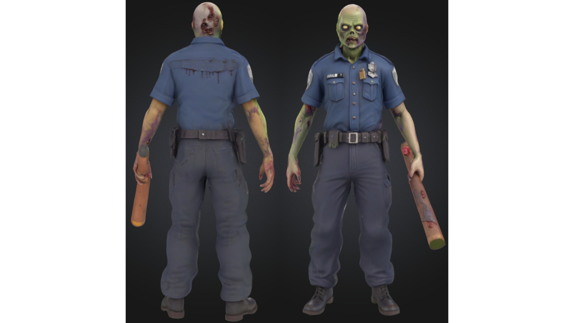 Stylized Zombie Police Officer Low-poly 3D model_1