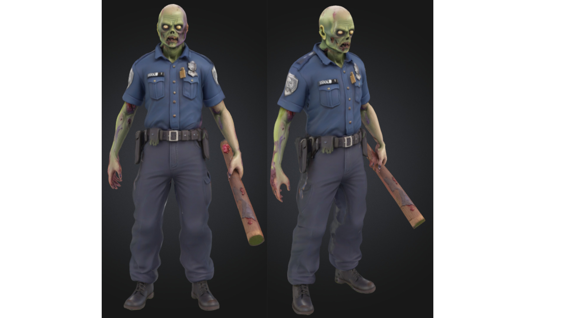 Stylized Zombie Police Officer Low-poly 3D model_3