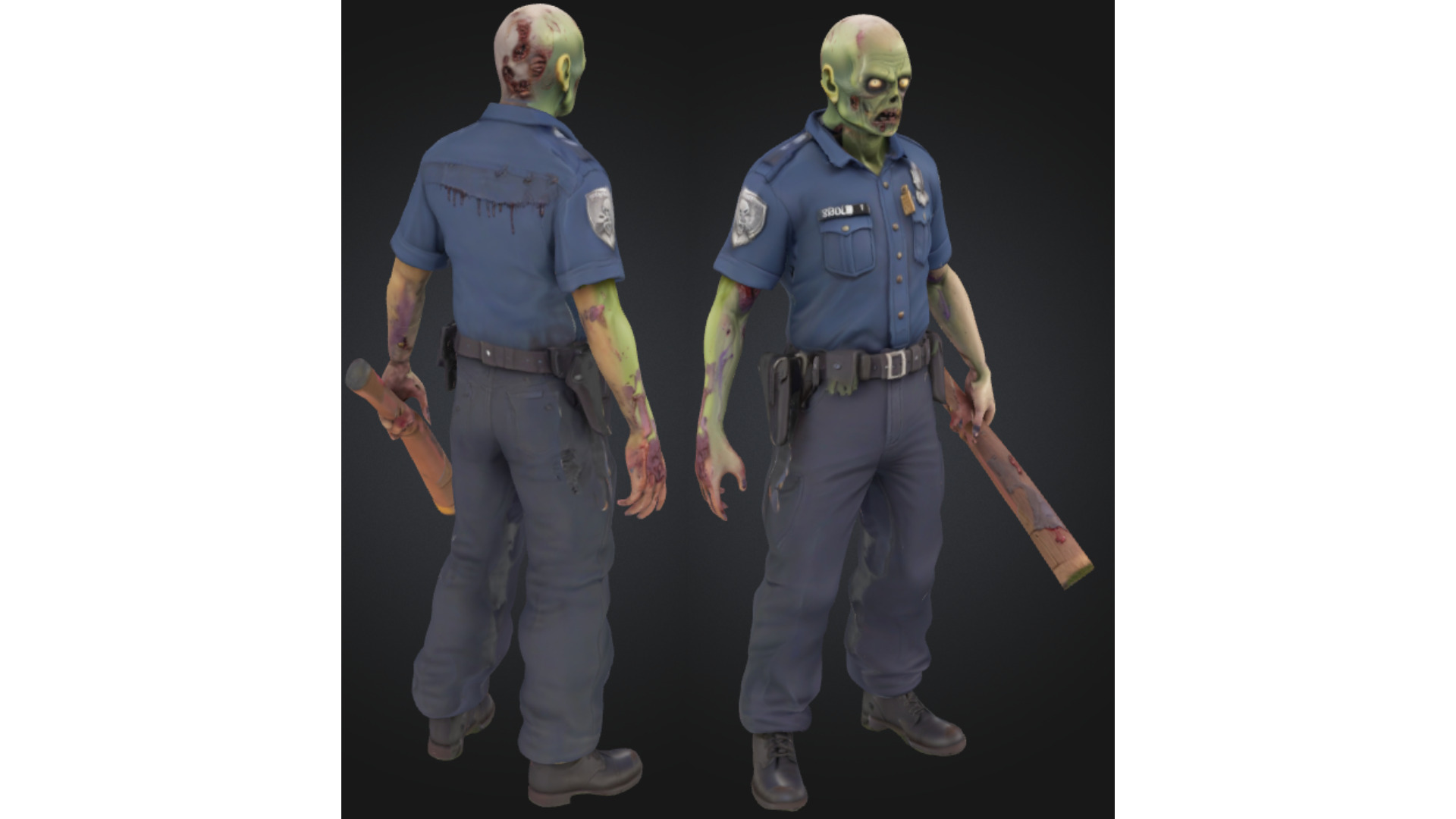 Stylized Zombie Police Officer Low-poly 3D model_2