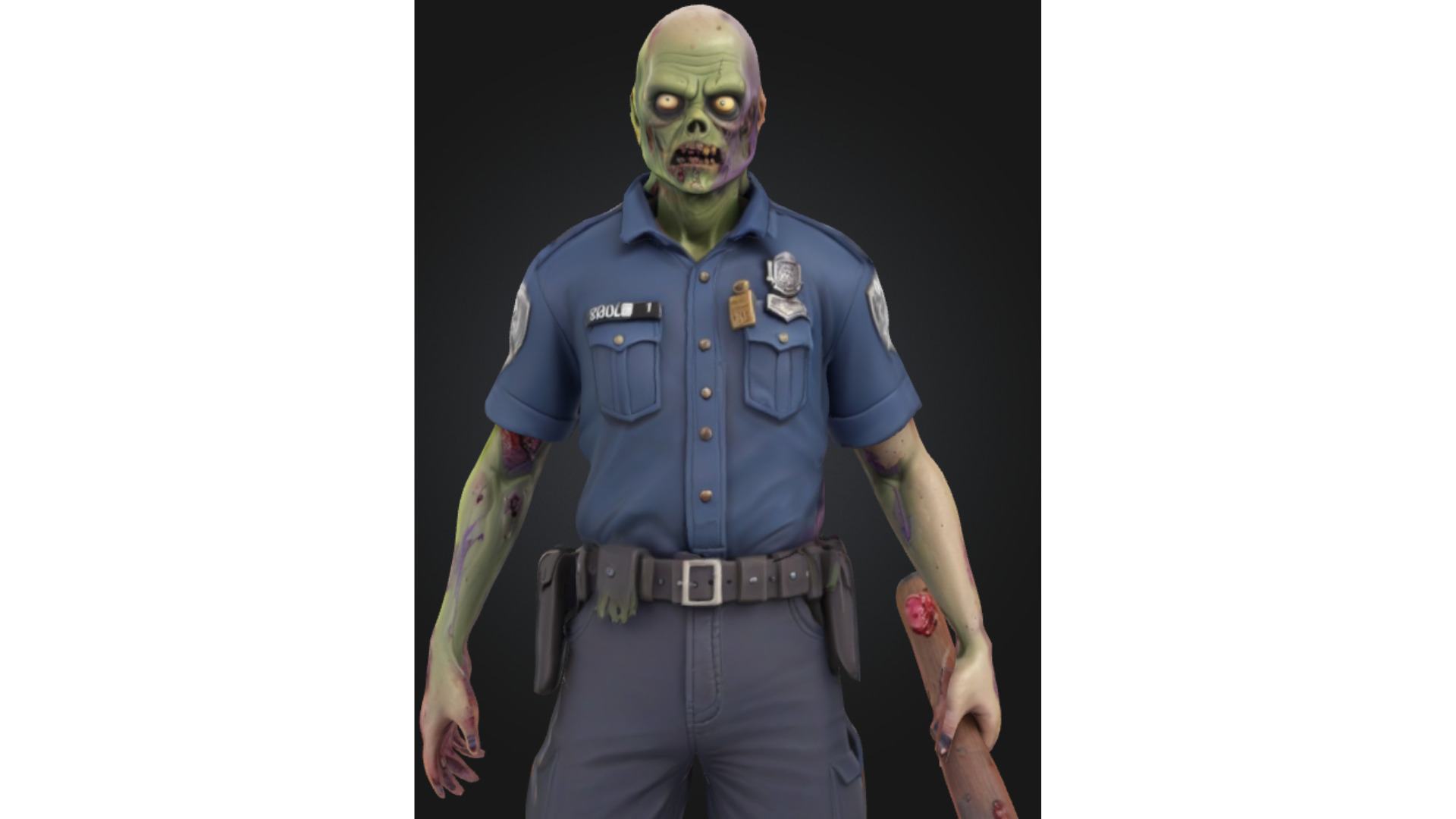 Stylized Zombie Police Officer Low-poly 3D model_4
