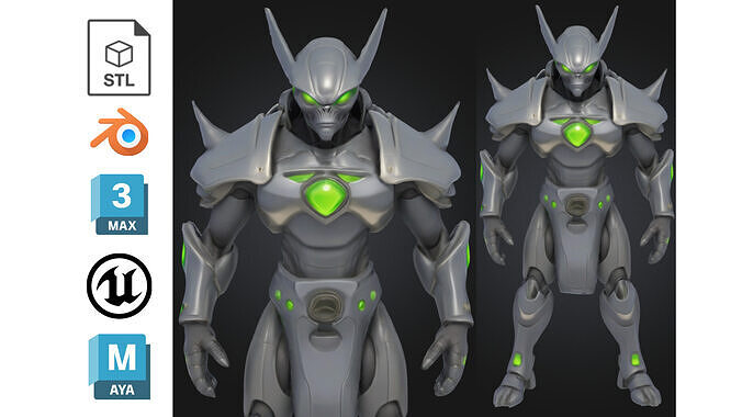 Stylized Sci Fi Alien Warrior Low-poly 3D model