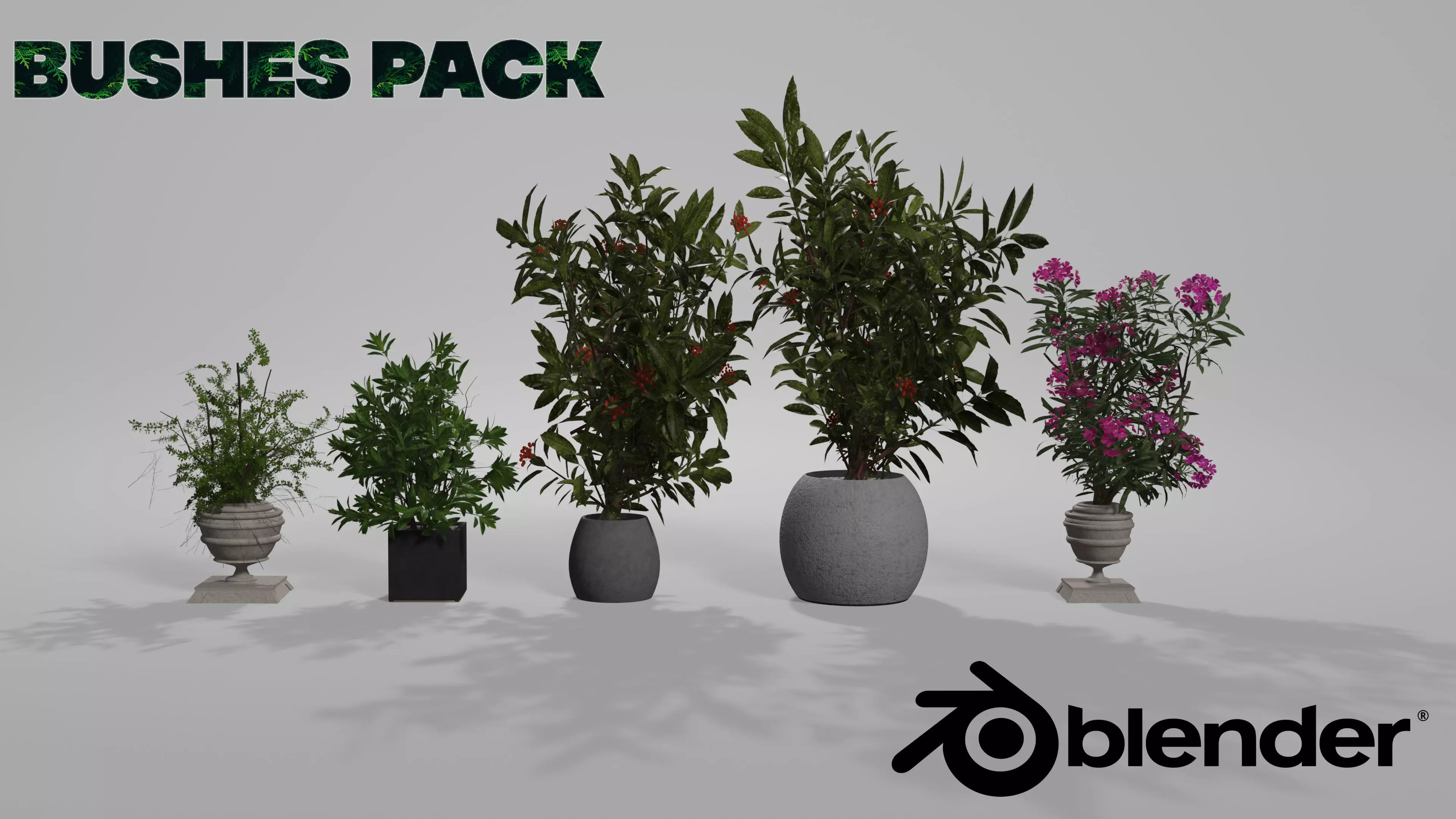 Bushes Pack Blender 3D model_0